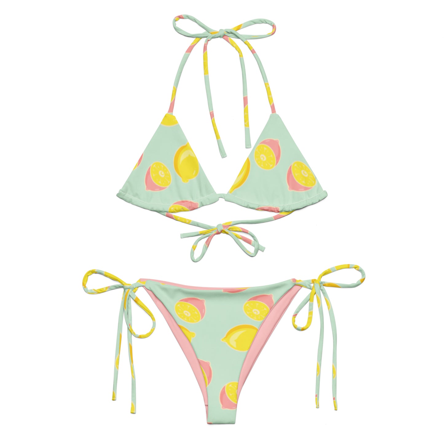 Pink Lemonade Print String Bikini