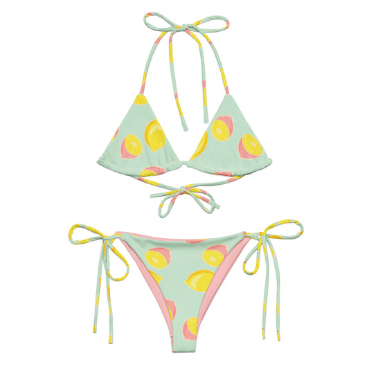 Pink Lemonade Print String Bikini